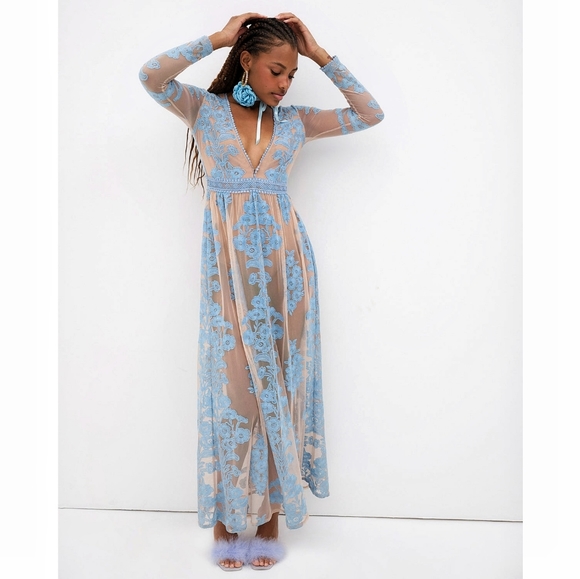 For Love And Lemons Dresses & Skirts - Free People x For Love & Lemons Fairycore Temecula  Sheer Mesh Lace Maxi…